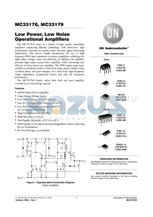 MC33179DR2G datasheet - Low Power, Low Noise Operational Amplifiers