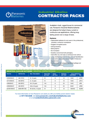 LR6XWA/C datasheet - Industrial Alkaline Contractor Packs