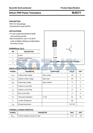 MJE371 datasheet - Silicon PNP Power Transistors