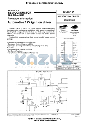 MC33191 datasheet - Automotive 12V ignition driver