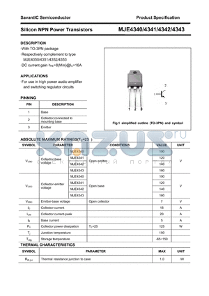 MJE4343 datasheet - Silicon NPN Power Transistors