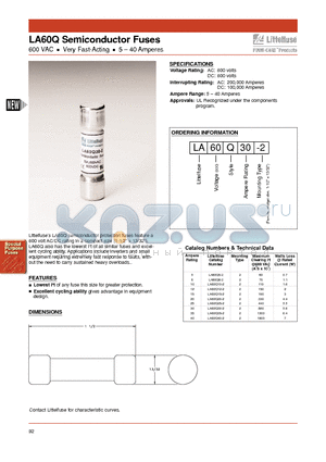 LA60Q5-2 datasheet - LA60Q Semiconductor Fuses