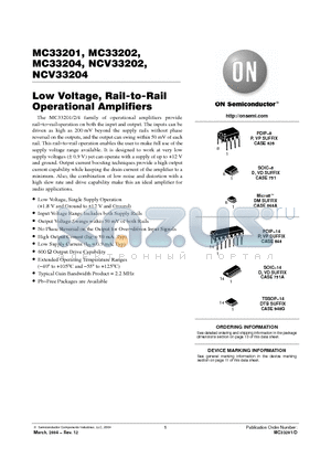 MC33201P datasheet - Rail-to-Rail Operational Amplifiers