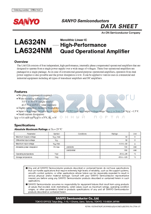 LA6324NM datasheet - High-Performance Quad Operational Amplifier