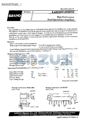 LA6358N datasheet - High-Performance Dual Operational Amplifiers