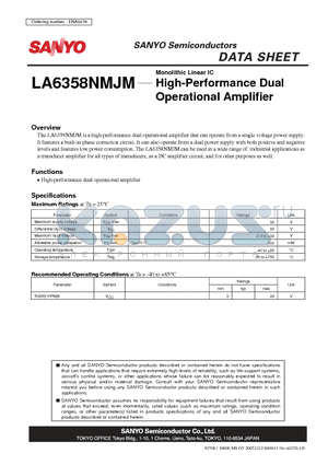 LA6358NMJM datasheet - High-Performance Dual Operational Amplifier