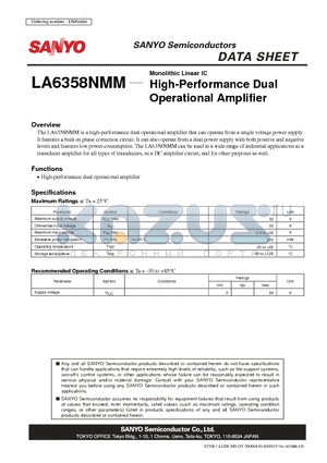 LA6358NMM_08 datasheet - High-Performance Dual Operational Amplifier