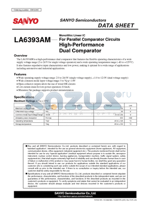 LA6393AM datasheet - For Parallel Comparator Circuits High-Performance Dual Comparator
