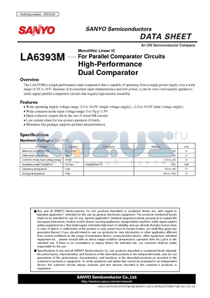LA6393M_11 datasheet - For Parallel Comparator Circuits High-Performance Dual Comparator