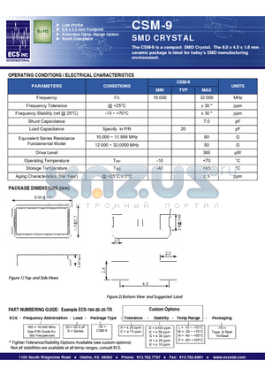 ECS-200-20-35AHN-TR datasheet - SMD CRYSTAL