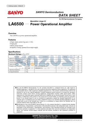 LA6500 datasheet - Power Operational Amplifier
