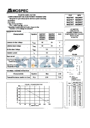 MJE702T datasheet - POWER TRANSISTORS(4.0A,60-80V,40W)