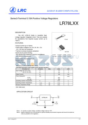 LR78L08 datasheet - Series3-Terminal 0.15A Positive Voltage Regulators