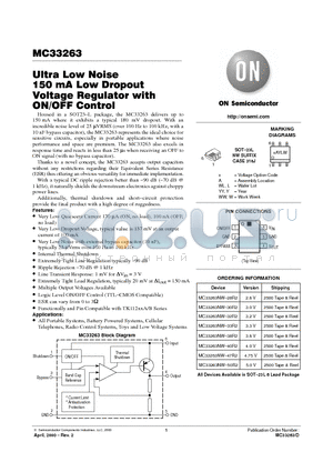MC33263 datasheet - Ultra Low Noise 150 mA Low Dropout Voltage Regulator with ON/OFF Control