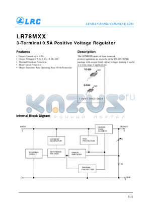 LR78M15 datasheet - 3-Terminal 0.5A Positive Voltage Regulator