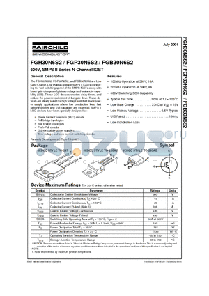 FGH30N6S2_01 datasheet - 600V, SMPS II Series N-Channel IGBT