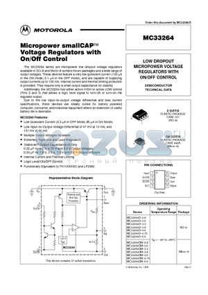 MC33264DM-5.0 datasheet - LOW DROPOUT MICROPOWER VOLTAGE REGULATORS WITH ON/OFF CONTROL