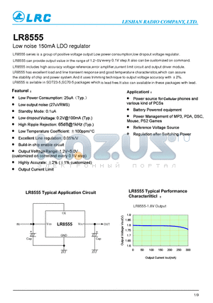 LR8555-12PRB datasheet - Low noise 150mA LDO regulator Standby Mode : 0.1
