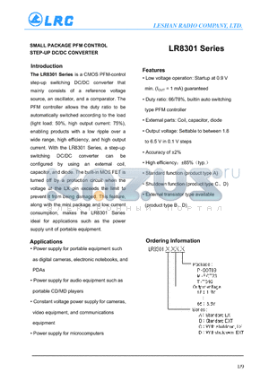 LR8301 datasheet - SMALL PACKAGE PFM CONTROL STEP-UP DC/DC CONVERTER