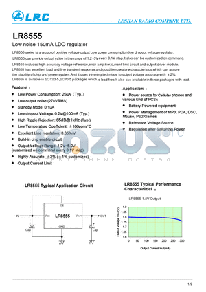 LR8555-15PQ datasheet - Low noise 150mA LDO regulator Standby Mode : 0.1