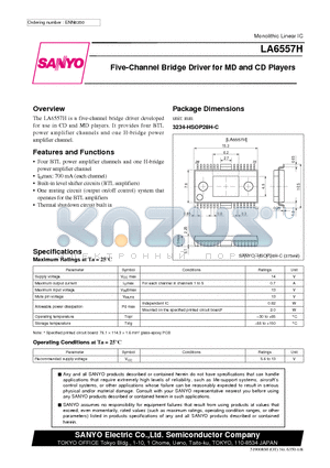 LA6557 datasheet - Five-Channel Bridge Driver for MD and CD Players