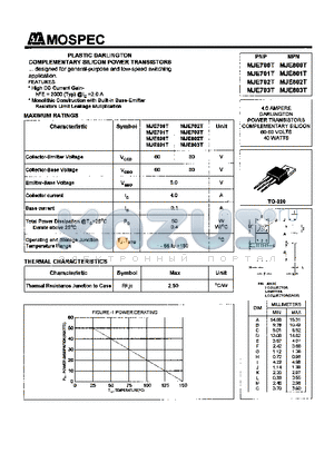 MJE803T datasheet - POWER TRANSISTORS(4.0A,60-80V,40W)