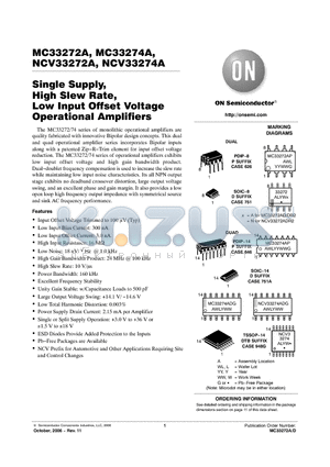 MC33272ADR2G datasheet - Single Supply, High Slew Rate, Low Input Offset Voltage Operational Amplifiers