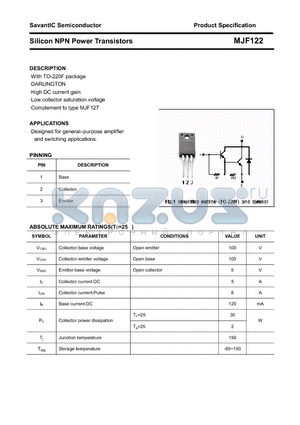 MJF122 datasheet - Silicon NPN Power Transistors