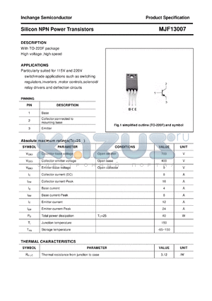 MJF13007 datasheet - Silicon NPN Power Transistors