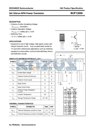 MJF13009 datasheet - isc Silicon NPN Power Transistor