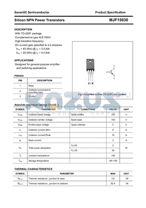 MJF15030 datasheet - Silicon NPN Power Transistors