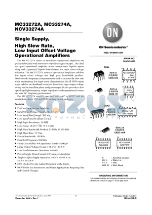 MC33274AP datasheet - Single Supply, High Slew Rate, Low Input Offset Voltage Operational Amplifiers