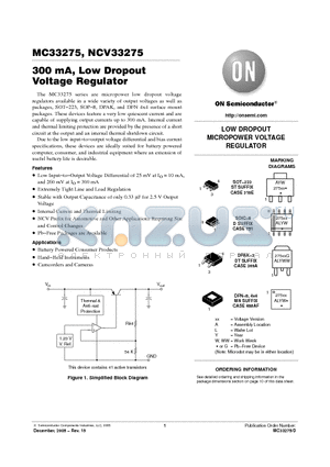 MC33275D-2.5R2G datasheet - 300 mA, Low Dropout Voltage Regulator