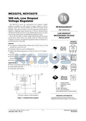 MC33275D-3.0G datasheet - 300 mA, Low Dropout Voltage Regulator