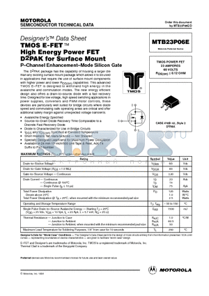 MTB23P06E datasheet - TMOS POWER FET 23 AMPERES 60 VOLTS