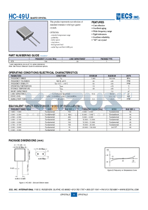 ECS-200-20-4XCEU datasheet - Quartz Crystal