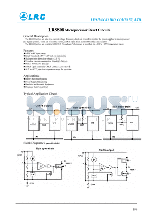 LR8808-1.8 datasheet - Micropocessor Reset Circuits junction temperature range for operation