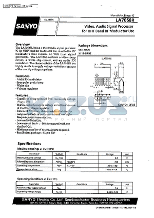 LA7058R datasheet - Video, Audio Signal Processor for UHF Band RF Modulator Use