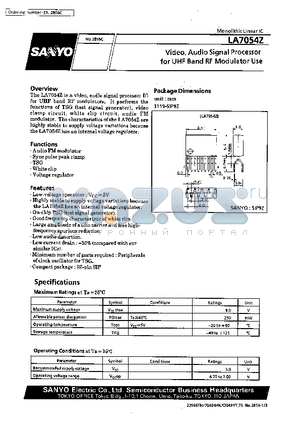 LA7054Z datasheet - Video, Audio Signal Processor for UHF Band RF Modulator Use