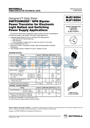 MJF18204 datasheet - POWER TRANSISTORS