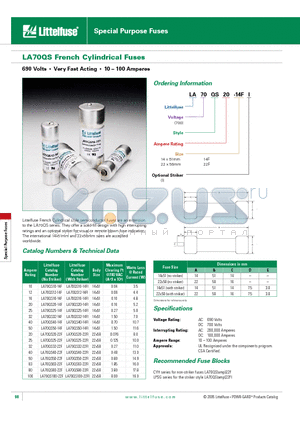 LA70QS12-14F datasheet - Special Purpose Fuses