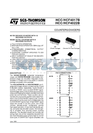 HCC/HCF4017B datasheet - COUNTERS/DIVIDERS