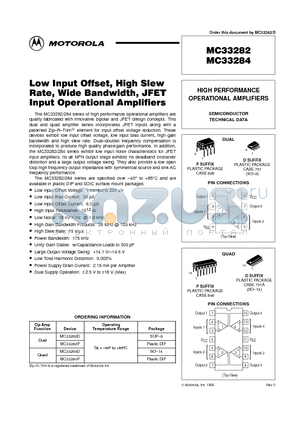 MC33282 datasheet - HIGH PERFORMANCE OPERATIONAL AMPLIFIERS