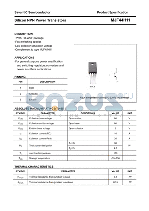 MJF44H11 datasheet - Silicon NPN Power Transistors