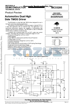MC33285 datasheet - Automotive Dual High Side TMOS Driver
