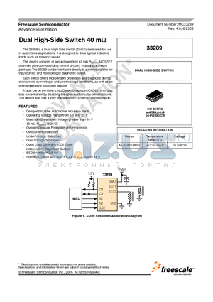 MC33289DWR2 datasheet - Dual High-Side Switch 40 m ohm