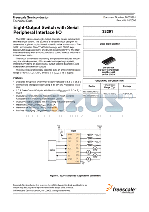 MC33291DWR2 datasheet - Eight-Output Switch with Serial Peripheral Interface I/O