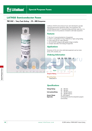 LA70QS40-4 datasheet - Special Purpose Fuses