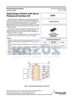 MC33291DW datasheet - Eight-Output Switch with Serial Peripheral Interface I/O