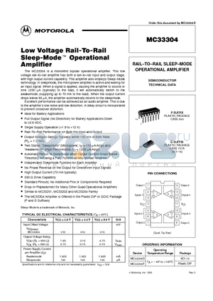 MC33304P datasheet - RAIL-TO-RAIL SLEEP-MODE OPERATIONAL AMPLIFIER